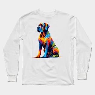 Vibrant Broholmer Dog in Colorful Splash Art Style Long Sleeve T-Shirt